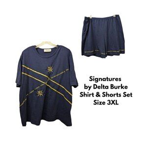 Signatures by Delta Burke sz 3XL Top & Shorts w/ Nautical Embellishments w/flaw
